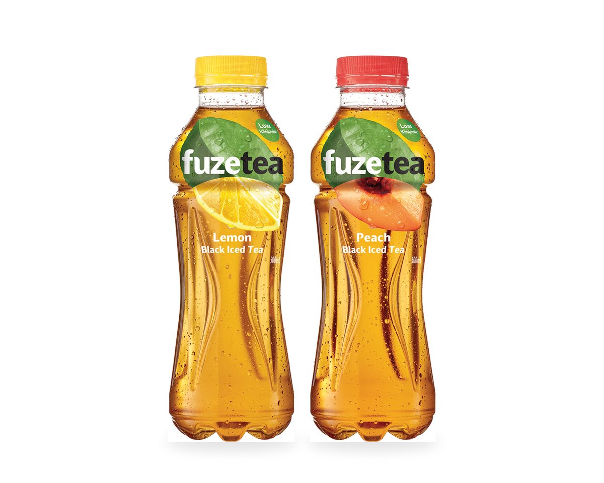 500 mL bottles of Fuze Tea Lemon and Peach iced tea