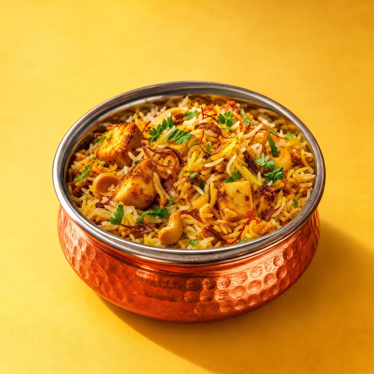 Paneer biryani with cashews