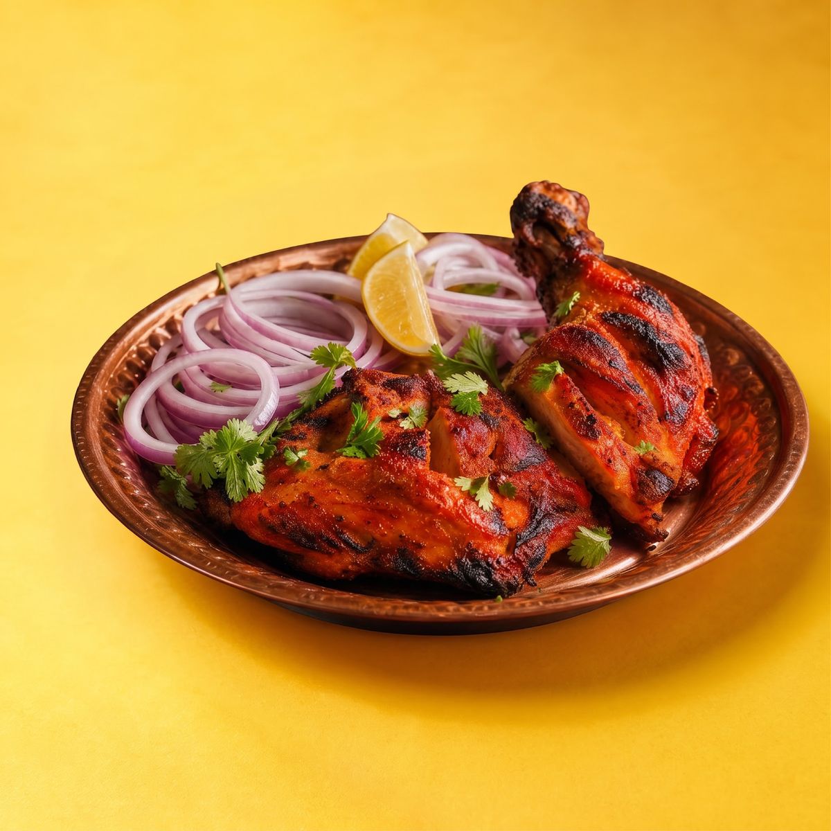 Tandoori chicken with onion and lemon