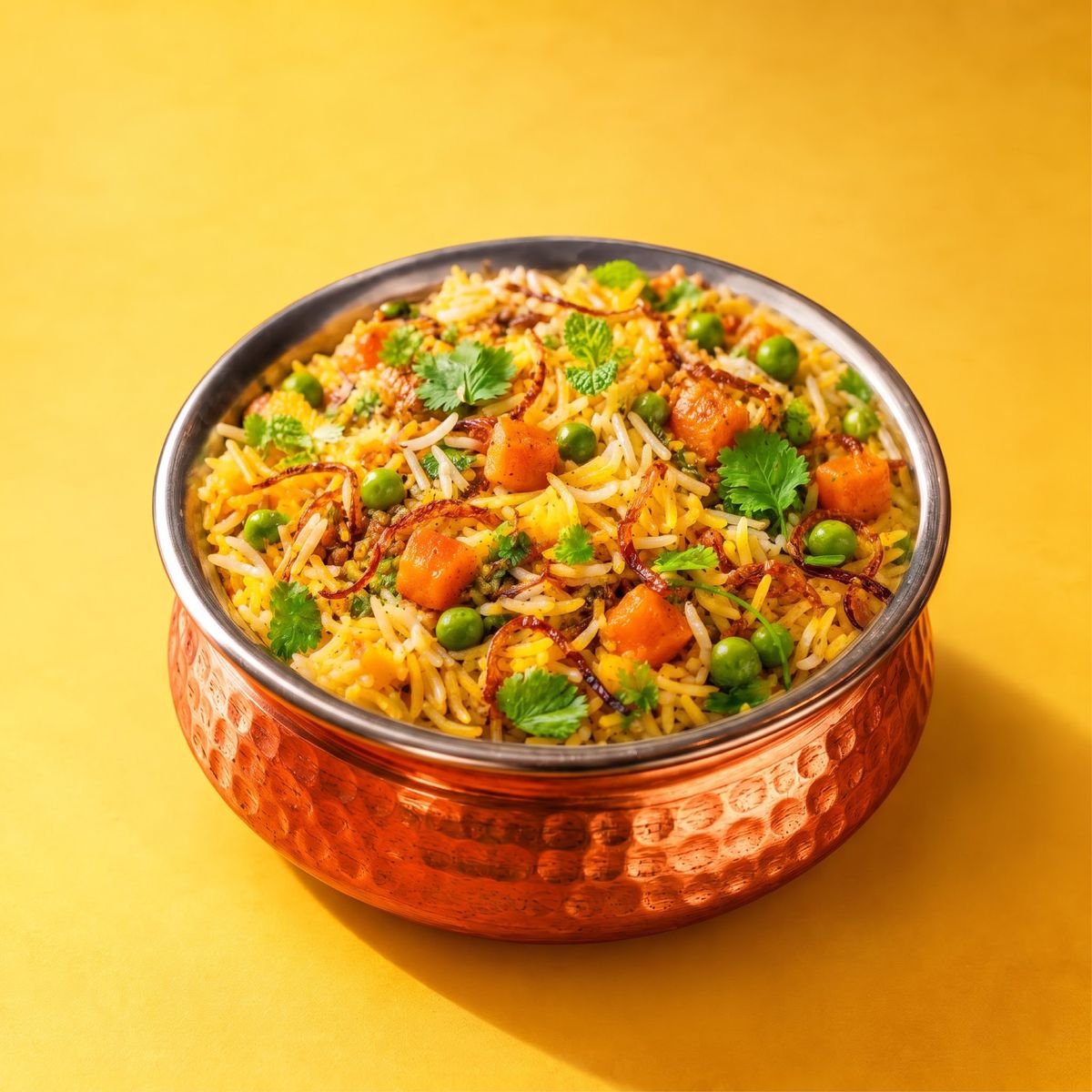 Vegetable biryani with peas and carrot